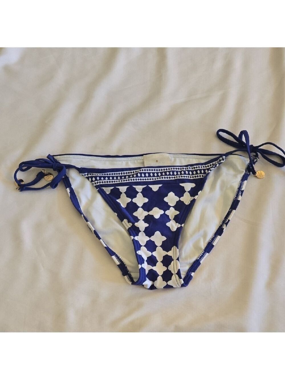 Classic Blue and White Tie-Side Swim Bottom - Women
